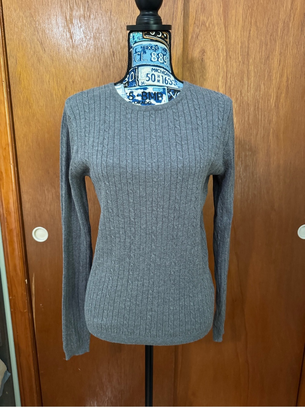 Croft & Barrow Classic Gray Ribbed Crewneck Sweater Women’s Small